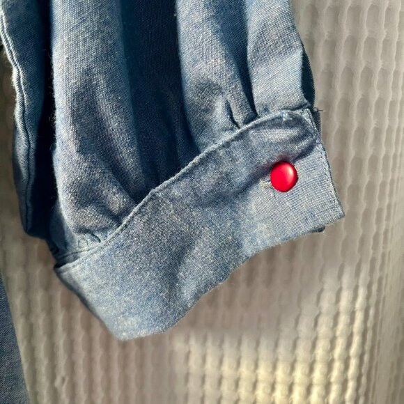 Stuart Alan size 18 dress vintage chambray cross-front elastic waist w/ pockets - Picture 4 of 4